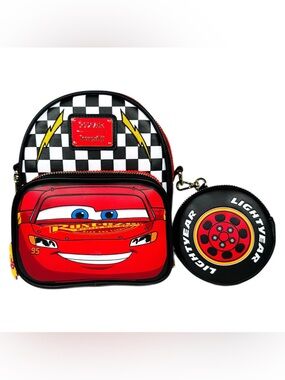 NWT Loungefly Disney Pixar Cars Lightning McQueen Mini Convertible Backpack